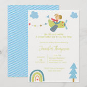 Cute Giraffe Pilot Baby shower Invitation Kaart (Voorkant / Achterkant)