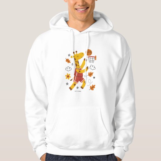 Cute Giraffe Playing Basketball Cartoon  Hoodie (Voorkant)