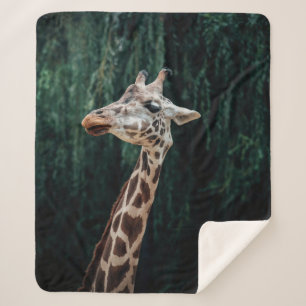CUTE GIRAFFE PORTRAIT SHERPA DEKEN