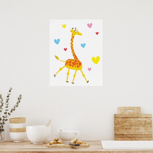 Cute Giraffe Poster (Keuken)