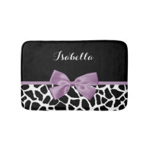 Cute Giraffe Print Lavender Paars Bow met naam