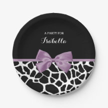 Cute Giraffe Print Lavender Paars Bow met naam