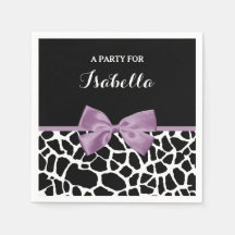 Cute Giraffe Print Lavender Paars Bow met naam