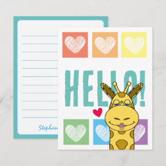 Cute Giraffe Regenboog Met Hartjes Hallo Notitiekaartje