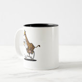 Cute Giraffe Riding Llama Alpaca Funny Animals Tweekleurige Koffiemok (Voorkant links)