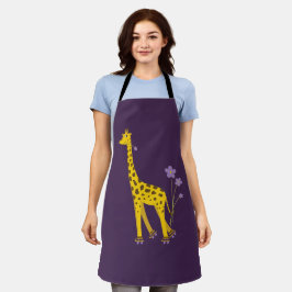 Cute Giraffe Roller Skating Paars Schort