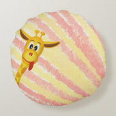 Cute Giraffe Rond Kussen (Achterkant)