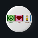 Cute Giraffe Ronde Button 5,7 Cm<br><div class="desc">Giraffe van Peace Love.  groen vredesteken,  rood hart en cartoon giraffe.</div>