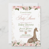 Cute Giraffe Roos Baby shower Kaart (Voorkant)