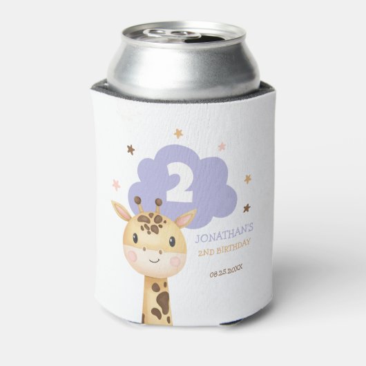 Cute Giraffe Safari Animal Kids Birthday Blikjeskoeler (Blikje Achterkant)