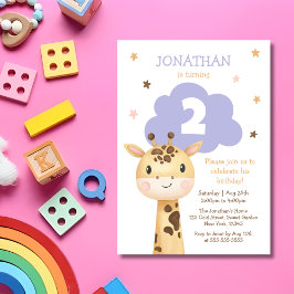 Cute Giraffe Safari Animal Kids Birthday Kaart