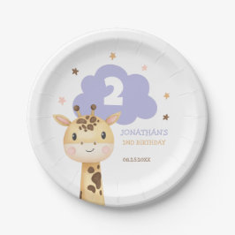 Cute Giraffe Safari Animal Kids Birthday Papieren Bordje