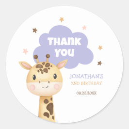 Cute Giraffe Safari Animal Kids Birthday Ronde Sticker
