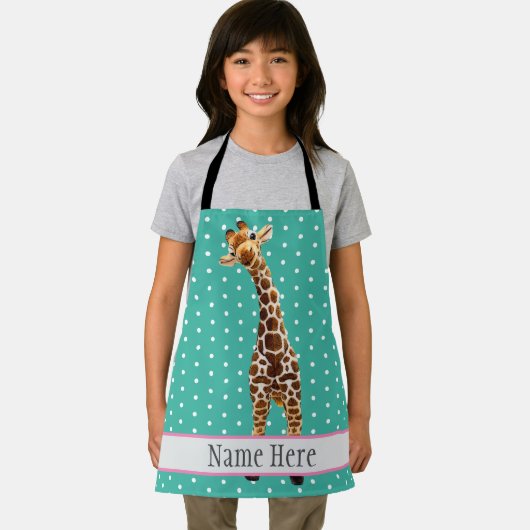 Cute Giraffe Safari Animal Oerwoud Name Pattern Schort (Insitu)