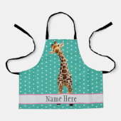 Cute Giraffe Safari Animal Oerwoud Name Pattern Schort (Voorkant)