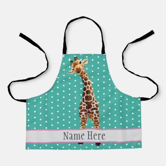 Cute Giraffe Safari Animal Oerwoud Name Pattern Schort (Voorkant)