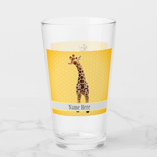 Cute Giraffe Safari Animal Oerwoud Name Yellow Kin Glas (Voorkant)