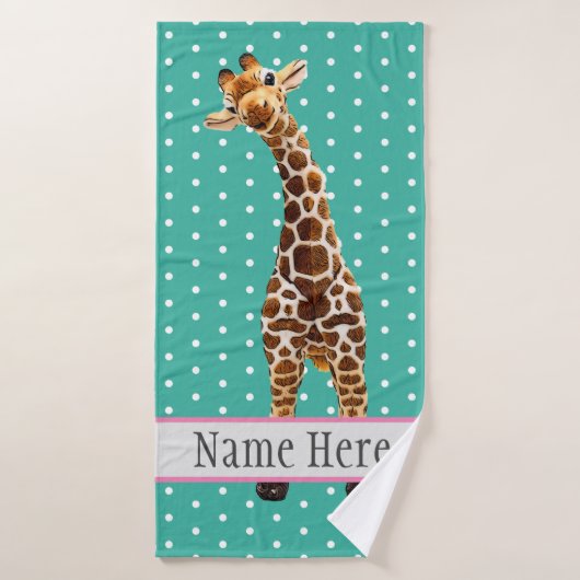 Cute Giraffe Safari Animal Oerwoud Wilde Naam  Badhanddoek (Badhanddoek)
