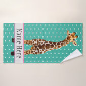 Cute Giraffe Safari Animal Oerwoud Wilde Naam  Badhanddoek (Badhanddoek)
