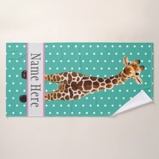 Cute Giraffe Safari Animal Oerwoud Wilde Naam  Badhanddoek (Badhanddoek)