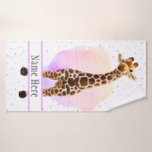 Cute Giraffe Safari Animal Oerwoud Wilde Naam Bath Badhanddoek (Badhanddoek)