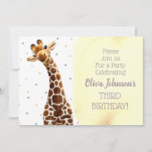 Cute Giraffe Safari Animal Wild Derde verjaardag Kaart (Voorkant)