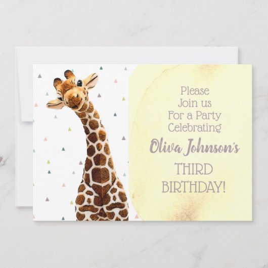Cute Giraffe Safari Animal Wild Derde verjaardag Kaart (Voorkant)
