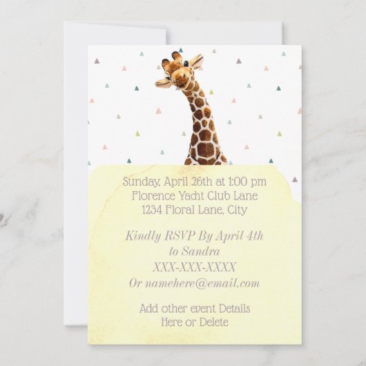 Cute Giraffe Safari Animal Wild Derde verjaardag Kaart (Achterkant)