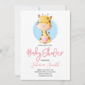 Cute Giraffe Safari Baby shower Uitnodiging (Voorkant)