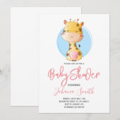 Cute Giraffe Safari Baby shower Uitnodiging (Voorkant / Achterkant)
