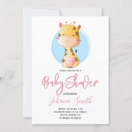 Cute Giraffe Safari Baby shower Uitnodiging