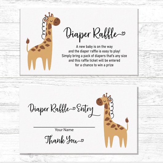 Cute Giraffe Safari Diaper Raffle Baby shower Informatiekaartje
