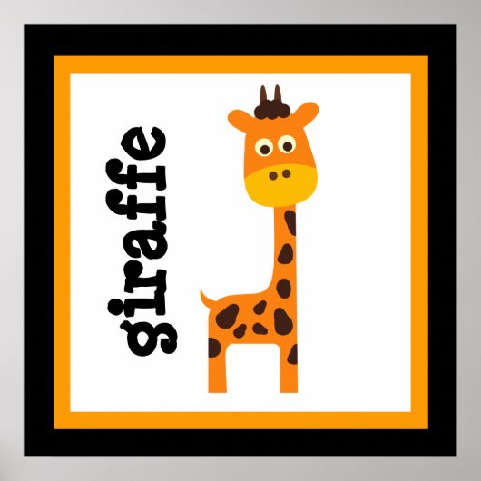 Cute Giraffe Safari Dieren Baby Kinderen Poster (Voorkant)