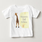 Cute Giraffe Safari Wild Yellow 1e verjaardag (Voorkant)