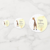 Cute Giraffe Safari Wild Yellow 1e verjaardag Confetti (Achterkanten)