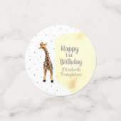 Cute Giraffe Safari Wild Yellow 1e verjaardag Confetti (Kleine voorkant)