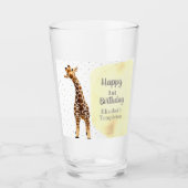 Cute Giraffe Safari Wild Yellow 1e verjaardag Glas (Voorkant)