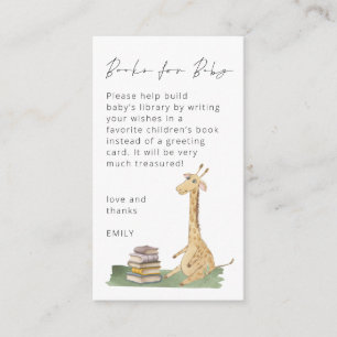 Cute Giraffe Script Books for Baby shower Informatiekaartje