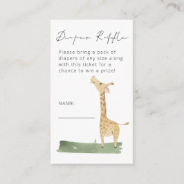 Cute Giraffe Script Diaper Raffle Baby shower Informatiekaartje