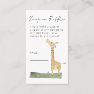 Cute Giraffe Script Diaper Raffle Baby shower Informatiekaartje