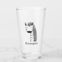 Cute Giraffe Simple Line Illustration Custom Name Glas