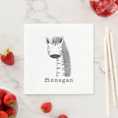 Cute Giraffe Simple Line Illustration Custom Name Servet (Insitu)