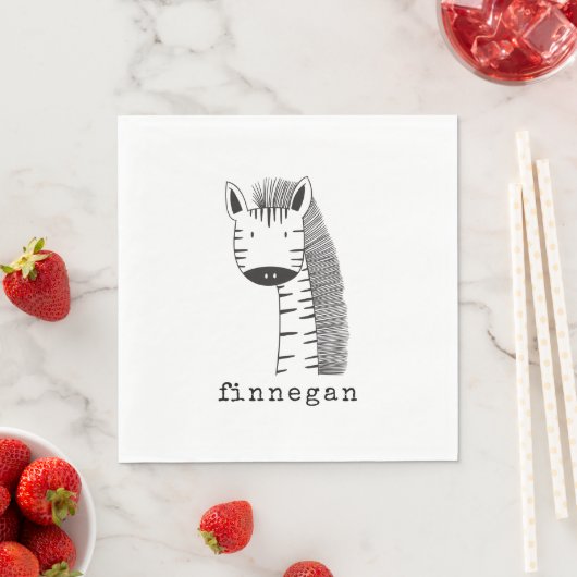 Cute Giraffe Simple Line Illustration Custom Name Servet (Insitu)