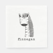 Cute Giraffe Simple Line Illustration Custom Name Servet (Voorkant)
