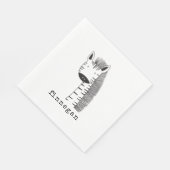 Cute Giraffe Simple Line Illustration Custom Name Servet (Hoek)