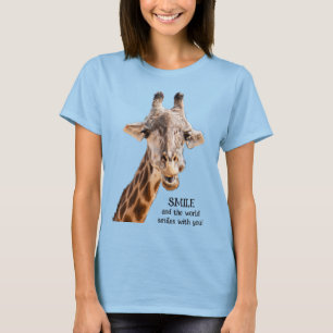 Cute Giraffe SMILE Moderne Grappige Citaat Licht T-shirt