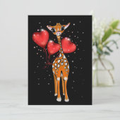 Cute giraffe-tekening | hartballonnen | sterren feestdagenkaart (Staand voorkant)