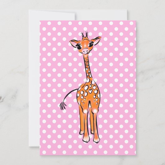 Cute giraffe-tekening, safari-dier, polka-punten kaart (Voorkant)
