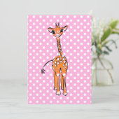Cute giraffe-tekening, safari-dier, polka-punten kaart (Staand voorkant)
