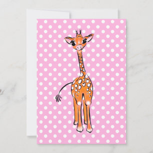 Cute giraffe-tekening, safari-dier, polka-punten kaart